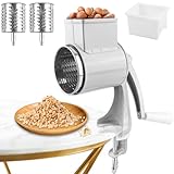 Manuelle Nussmühle mit 2 abnehmbaren Trommelblättern, Edelstahl Schnelles...