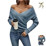 Elegant Women's Casual Knit Sweater V Neck,Cross Wrap Long Sleeve Warm...