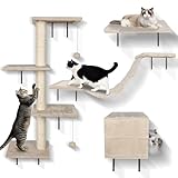 MASTERTOP Kletterwand Katzen Set, 10 -teiliges Groß Kratzbaum Kletterwand...