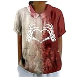 Bluse Damen Sommer Halloween T-Shirt Leichte Leinenbluse Lässig...