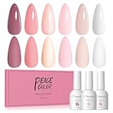 PEACECOLOR UV Nagellack Set, 6 Farben Nude Rosa Weiß Nagellack Gel für...
