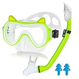 Taucherbrille Kinder, Schnorchelset Kinder mit 180° Anti-Fog...