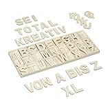 Relaxdays Holzbuchstaben Set, 104 TLG, Großbuchstaben A-Z, 5,5 cm hoch, XL...