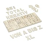 Relaxdays Holzbuchstaben Set, 104 TLG, Großbuchstaben A-Z, 5,5 cm hoch, XL...