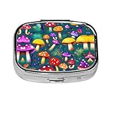 Bright Mushrooms Kunstdruck, tragbare Pillendose, quadratisch, klein,...