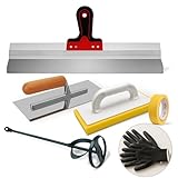 Spachtel Set 6-tlg – Flächenspachtel, Glättkelle, Schwammbrett &...