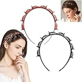 2 Stück Haarreifen mit Klammern,Double Bangs Hairstyle Hairpin,Haarreifen...
