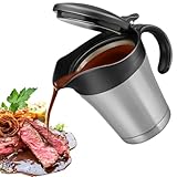 LEKEFETO 304 Edelstahl Soßenkrug 450ml: Soßenkrug mit Schwarzem Deckel,...