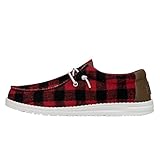 Hey Dude Wally Buffalo Plaid, Rot/Ausflug, einfarbig (Getaway Solids), 39.5...