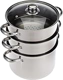 KitchenCraft 3 Kochtopf Set, Dampfgarer/Suppentopf Steamer 3-stufig,...