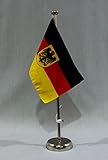 Deutschland Bundesdienstflagge 15x25 cm Tischflagge (CH) mit 42 cm Chrom...