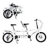 20 Zoll City Tandem Einstellbar 7 Geschwindigkeiten Tandem Fahrrad Faltrad...