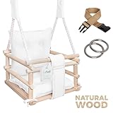 Holz Babyschaukel Indoor - Kinderschaukel - Baby Schaukel 3in1 mit Kissen...