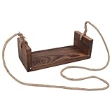TOBBOMEY Holzschaukel mit Weicher Polsterung Ergonomischer Makramee Sitz...