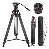 NEEWER 189cm Videostativ Video Tripod mit Dämpfung Fluidkopf, Metall Heavy...