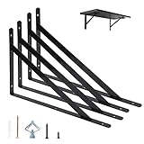 Regalhalterung 400 X 250 mm, 4 Stück Regalwinkel Schwarz Metall 16 Inch,...