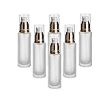 gouveo 6er Set Lotionflasche 50 ml aus Matt-Glas mit Pumpspender - Leere...