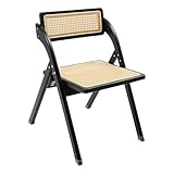 SuhoFutus Retro Klappbarer Rattan-Stuhl, Hochlehner aus Massivholz und...