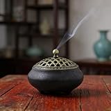 EUBSWA Keramik Räucherschale Vintage mit Metall-Deckel & Feuersicherem...