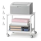 smusei Druckerständer Weiß, 2-Stufige Druckertisch mit Rollen,...