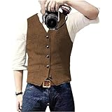 Solovedress Herren Casual Wolle Fischgrätmuster Anzug Weste V-Ausschnitt...
