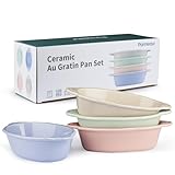 PARMEDU Keramik-Gratinpfannen-Set: 4 ovale Porzellan-Backformen 200 ml zum...