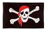 Aricona Piratenflagge - Fahne mit Totenkopfdesign mit Messing-Ösen - 90 x...