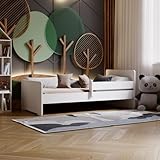 KOBI Kinderbett Max weiß mit Reling, Matratze, Rahmen | 140x70 | Bett für...