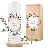 GRAVURZEILE Bedruckte Kerze - Summer & Flower - Personalisiert mit Namen,...
