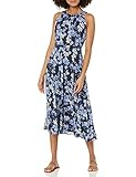 Tommy Hilfiger Damen Neckholder-Kleid mit Blumenmuster und Gürtel, Sky...