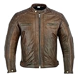 Texpeed Motorrad lederjacke herren mit protektoren - Braun Winter/Sommer...