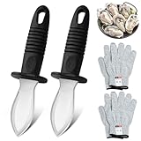 Bestdin Austernmesser Set - 2 Stück Austernmesser mit 2 Paar...
