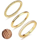 Adramata 3Pcs Ringe Frauen Gold 14 Karat Gold Gefüllte Ringe Set...