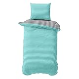 Visaggio Bettwäsche 135x200 cm 2 teilig Türkis Grau Bettbezug Set Damast...