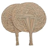 BESPORTBLE Handgefertigter Großer Strohfächer 2 Stück Leichter...