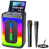 Ankuka Karaoke-Maschine mit 2 Mikrofonen, tragbarer Bluetooth-Lautsprecher...