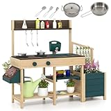 HOMASIS Matschküche Kinder Outdoor, Kinderküche mit Wassertank Spülen...