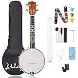 Mulucky Banjolele, 4 Saiten, Banjo-Ukulele, Konzert-Größe, 58,9 cm,...