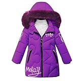 linboo Winterjacke Mädchen Wintermantel mit Abnehmbarer Fellkapuze Warme...