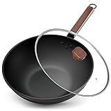 Jobin 33cm/5,6L Wokpfanne mit Deckel Wok aus Kohlenstoffstahl Ohne...