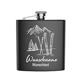 FORYOU24 Edelstahl Flachmann SKI mit persönlicher Namens Gravur | Geschenk...