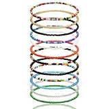 Aucuu Fußkettchen für Damen, 12 Stück Boho Handgemachte Bunte Perlen...