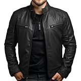 GaoLeAve Frühling Sommer Herrenbekleidung Lederjacke Herren Stehkragen...