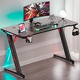 Gaming Schreibtisch mit Led 120x60cm，Z-Frame Gaming Tisch mit...