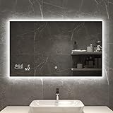 byecold Badspiegel mit LED Beleuchtung 100x60CM, Badezimmerspiegel...