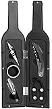 Grinscard Weinöffner Set 5 TLG. - Weinflaschen Design, Schwarz - Wein...