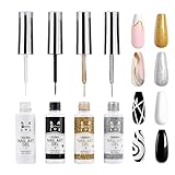 Gel Liner Nagellack Set Gel Liner Nail Art Kit für Nageldesign, 4 Farben...
