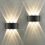 Oraymin 2 Stück LED Wandleuchte Innen IP65, 6W Wandlampe mit 6...