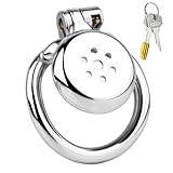 Edelstahl Chastity Cage und 2 Schlüsseln, Gebogener Ring Flat Inverted...