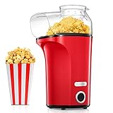 Popcornmaschine 1400W, 120g/4L Große Kapazität, Heißluft Popcorn Maker...